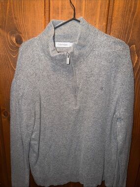 Calvin Klein Men's Light Gray Half-Zip Sweater